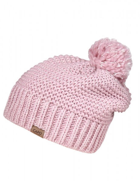 CAPO-LAVI CAP knitted cap, wool pompon, short fleece lining