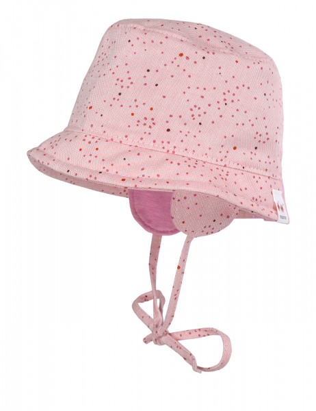 GOTS BABY-Hütchen,Ohrenklappen Webstoff, Liegeeinsatz, Bindeband, Futter