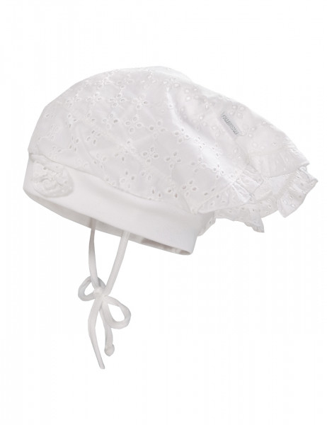 MINI GIRL-Kopftuchmütze Rüsche Rosette, Band