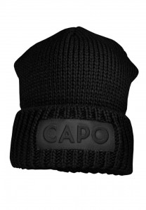 CAPO-COBY CAP knitted cap, ribbed turn up, logo patch black 1sz.