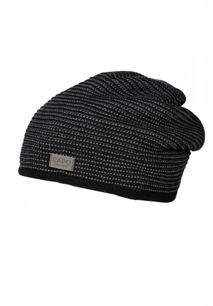 Woll-Beanie, LL-Struktur Strick, Fleecefutter