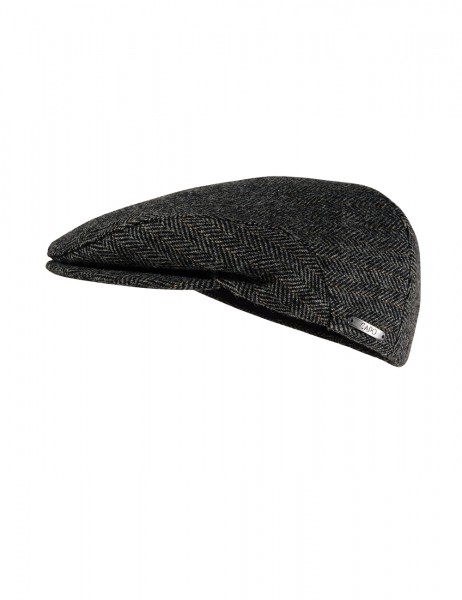 CAPO-UOMO FLAT CAP foldable earflaps, herringbone fabric