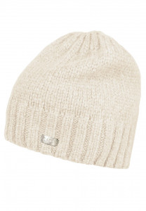 CAPO-NICE CAP SLEEK knitted beanie, ribbed edge ecru 1sz.