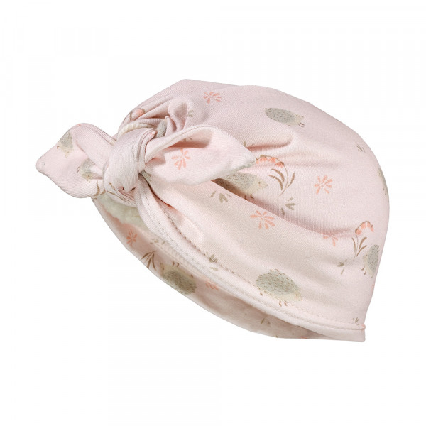 GOTS BABY-Turban, Schleife Jersey bedruckt,, Teddyfutter