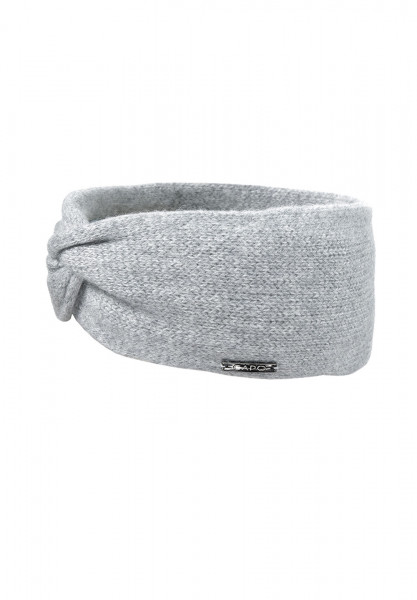 Kinderstirnband aus Kaschmir Strick mit Knoten in silber / hellgrau