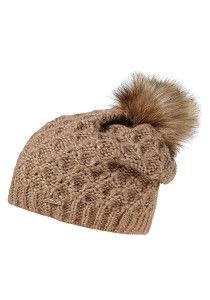 CAPO-GLAMOUR CAP, STRUCTURE fake fur pompon
